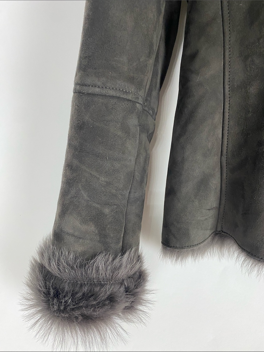 All Saints Ladies PELT Sheepskin shearling Jacket Tagged As Ten Runs Small - Picture 4 of 8